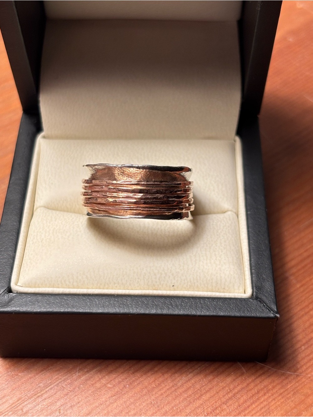 Textured Multi-Band Copper tone and silver Ring box not included